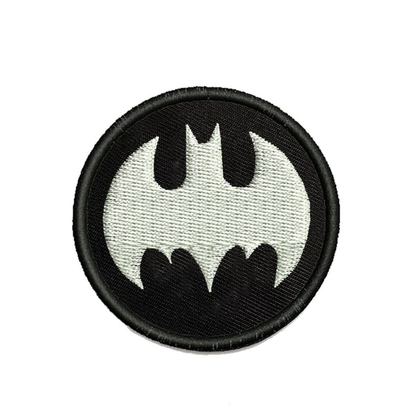 Superhero Logo Embroidered Sweable Applique Patches Boys Girls Kids Riders Jackets Boys Jeans Bags Clothes Any Garments Etc L x H 2.5 x 2.5 Inches (White)