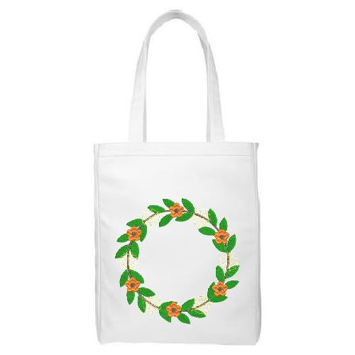 Floral Leaves Design Personalized Embroidery Tote Bag, Customized Reusable Handbag For Women And Girls, Design with Free Personalization