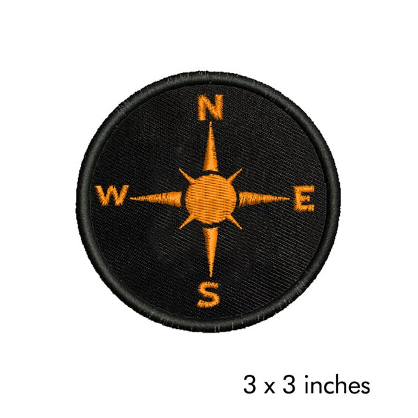 NSWE Adventure Mountain Compass Embroidered Sweable Applique Patches for Riders Jackets Boys Girls Clothes Any Dress Etc L x H 3 x 3 inch (Orange)