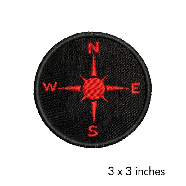 NSWE Adventure Mountain Compass Embroidered Sweable Applique Patches for Riders Jackets Boys Girls Clothes Any Dress Etc L x H 3 x 3 inch (Red)