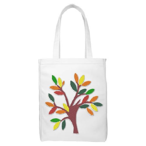 Tree Personalized Embroidery Flowers Tote Bag, Customized Reusable Handbag for Women and Girls, Design with Free Personalization Thread DIY Hand Embroidery