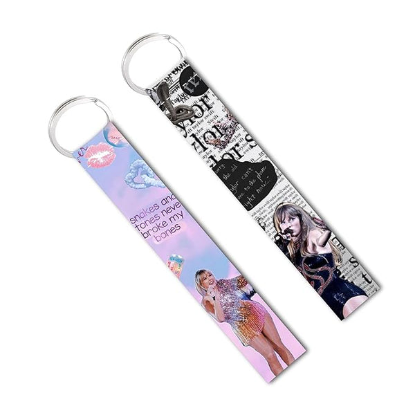 2 Pcs Taylor Swifft Lanyard Keychain For Bike Scooter Girls Key Tag (6 x 1 inch)