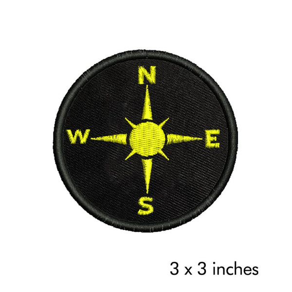 NSWE Adventure Mountain Compass Embroidered Sweable Applique Patches for Riders Jackets Boys Girls Clothes Any Dress Etc L x H 3 x 3 inch (Yellow)