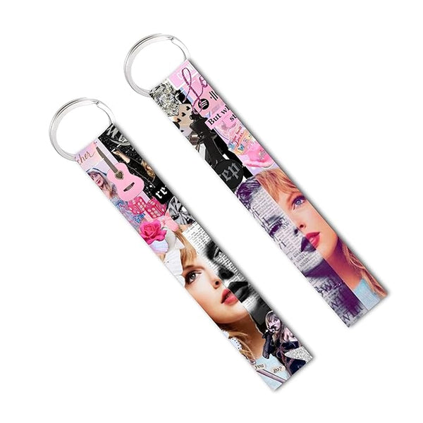 2 Pcs Taylor Swifft Lanyard Keychain For Bike Scooter Girls Key Tag (6 x 1 inch)