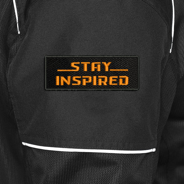 Stay Inspired Embroidered Sweable Applique Patches for Jackets Boys Riders Racers Jeans Bags Clothes Dress Any Garments L x H 4 x 2 Inch (Orange)