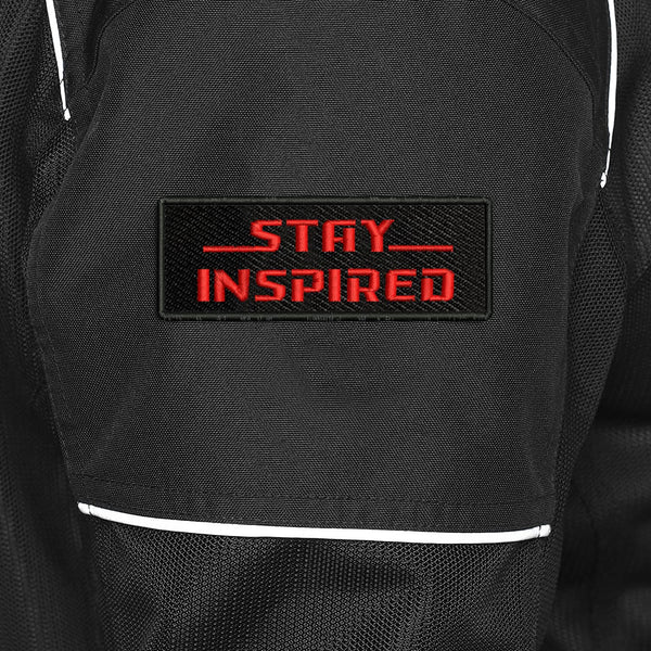 Stay Inspired Embroidered Sweable Applique Patches for Jackets Boys Riders Racers Jeans Bags Clothes Dress Any Garments L x H 4 x 2 Inch (Red)