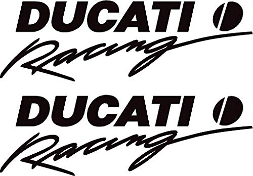 Ducati Stickers Combo Kit for Bike Stem Back Helmet Stylish Ducati Racing Vinyl Black Decals L X H 14.5 X 4 Pack of 2