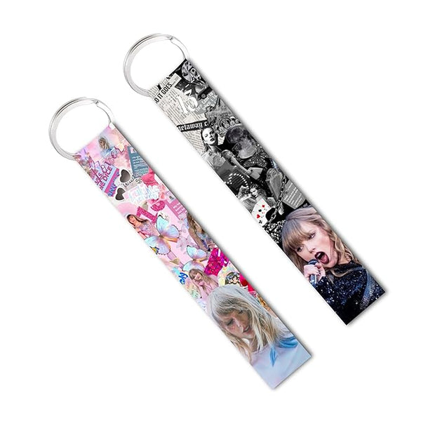 2 Pcs Taylor Swifft Lanyard Keychain For Bike Scooter Girls Key Tag (6 x 1 inch)