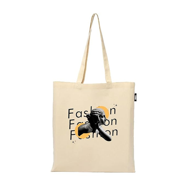 Fashion Printed Reusable Tote Bags | 100% Organic Cotton Shopping/Grocery Bag | Multi-Purpose Bag | Sturdy Canvas Bag with 15kgs Capacity (13 x 15.7 Inch)