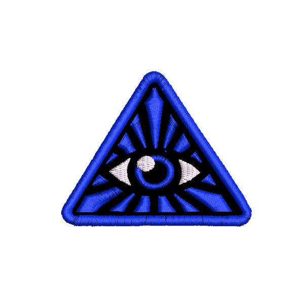 illuminati Theme Embroidery Sew On Patches Clothes Any Garments Boys Girls Jackets Jeans Bags Etc L x H 3 x 2.5 Inch (Blue)