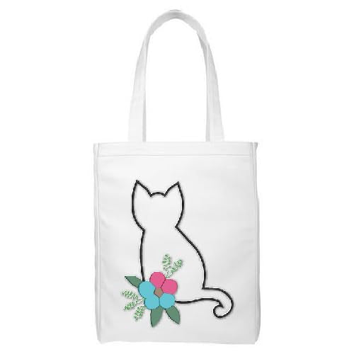 Cat Theme Personalized Embroidery Tote Bag, Customized Reusable Handbag For Women And Girls, Design with Free Personalization Thread DIY Crafts,Hand Embroidery