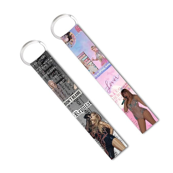 2 Pcs Taylor Swifft Lanyard Keychain For Bike Scooter Girls Key Tag (6 x 1 inch)