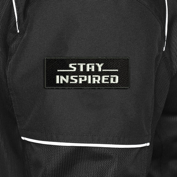 Stay Inspired Embroidered Sweable Applique Patches for Jackets Boys Riders Racers Jeans Bags Clothes Dress Any Garments L x H 4 x 2 Inch (White)