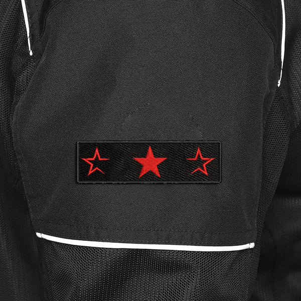 Half Star Logo Embroidered Sweable Applique Patches Riders Jackets Boys Girls Jeans Bags Clothes Dress Any Garments L x H 4 x 1.25 inch (Red)