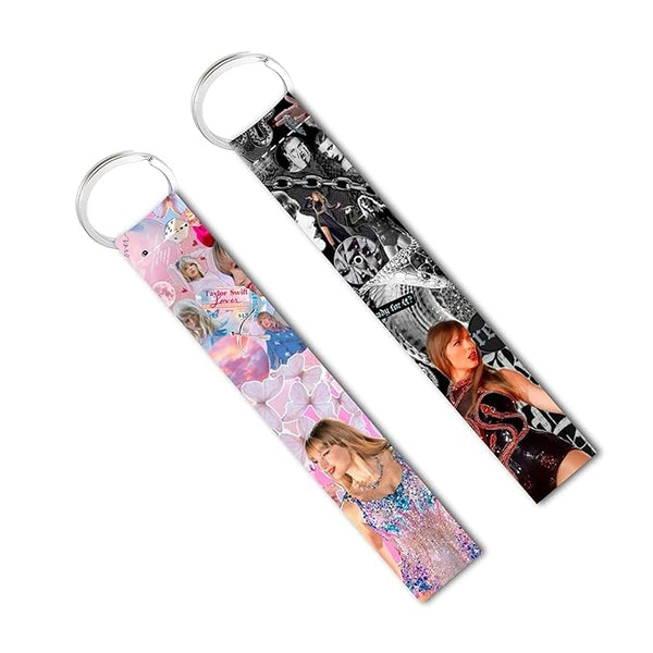 2 Pcs Taylor Swifft Lanyard Keychain For Bike Scooter Girls Key Tag (6 x 1 inch)