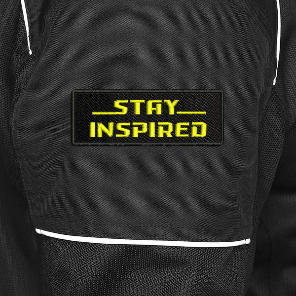 Stay Inspired Embroidered Sweable Applique Patches for Jackets Boys Riders Racers Jeans Bags Clothes Dress Any Garments L x H 4 x 2 Inch (Yellow)