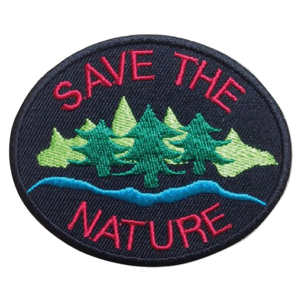 Save The Nature Embroidered Patches for Jackets Clothings | Sew on/Iron On Applique Patches (3 x 3 Inch)