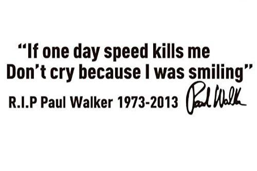 Rip Paul Walker Words Vinyl Quotes car Sticker & Decals for Bumper, Hood, Sides, Windows, Rearshield Black L x H (28.00 x 8.00 cm)