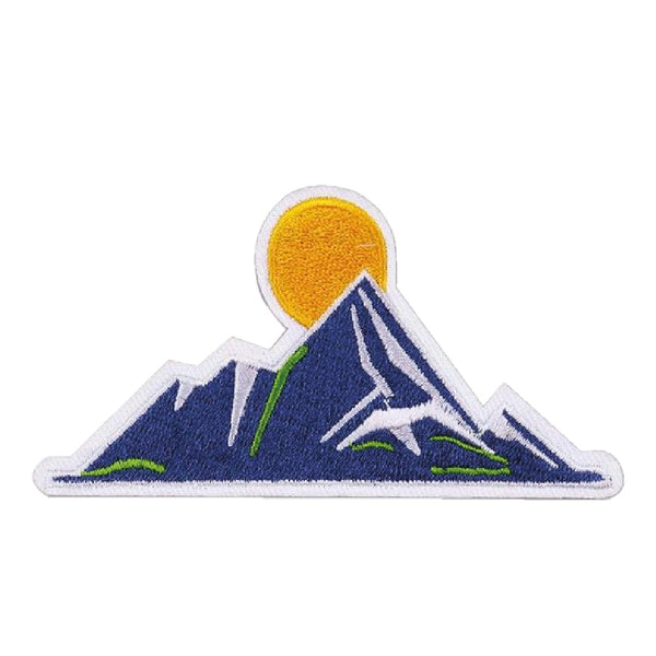 Sun in Mountain Embroidered Patches for Clothings Bag Rider Jackets | Sew on/Iron On Applique Patches (3 x 2 Inch)