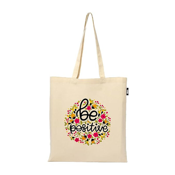 Inspirational Quotes Reusable Tote Bags | 100% Organic Cotton Shopping/Grocery Tote Bags For Women Office College Grocery,Vegetable Bags Market, Canvas Bag 15kgs Capacity (13 x 15.7 Inch)