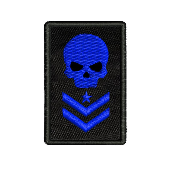 Skull Embroidery Sweable Applique Patches for Denim Coat Jackets Clothes Garments Etc L x H 2 x 3 Inch (Blue)