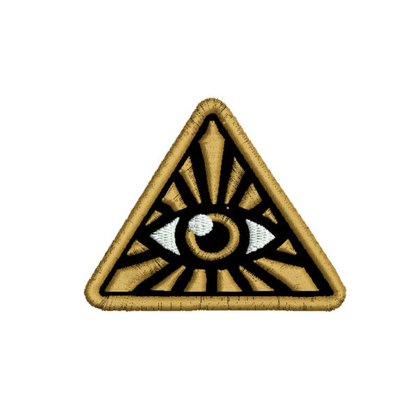 illuminati Theme Embroidery Sew On Patches Clothes Any Garments Boys Girls Jackets Jeans Bags Etc L x H 3 x 2.5 Inch (Gold)