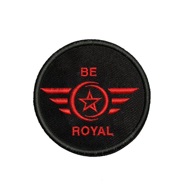 Embroidered Sweable Applique Be Royal Wings Logo Theme Patches for Jackets Riders Boys Girls Jeans Bags Clothes Dress Any Garments L x H 3 x 3 inch (Red)