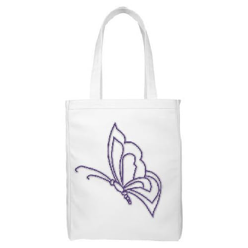 Butterfly Personalized Embroidery Flowers Tote Bag, Customized Reusable Handbag for Women and Girls, Design with Free Personalization Thread DIY Hand Embroidery