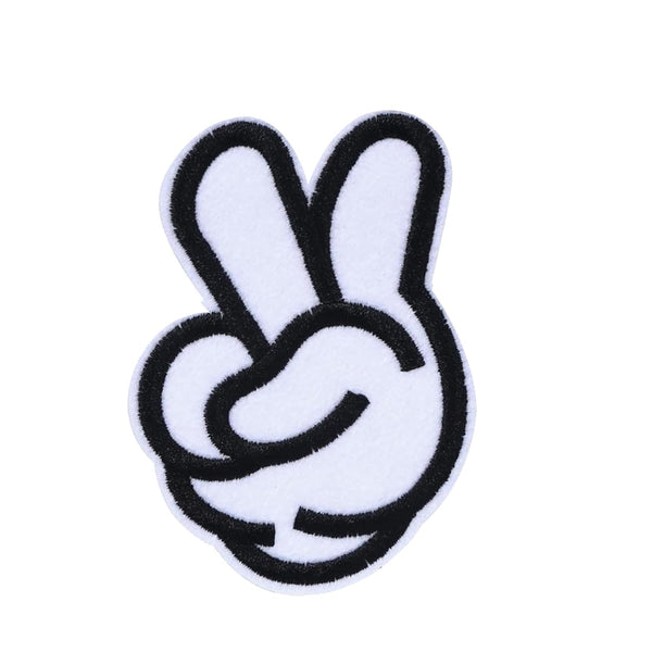 Victory Sign Sew on/Iron on Embroidered Patches for Clothes Hat Jeans Bag Jackets Decorating DIY Craft Applique Patches