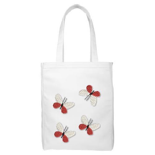 Butterfly Personalized Embroidery Flowers Tote Bag, Customized Reusable Handbag for Women and Girls, Design with Free Personalization Thread DIY Crafts,Hand Embroidery