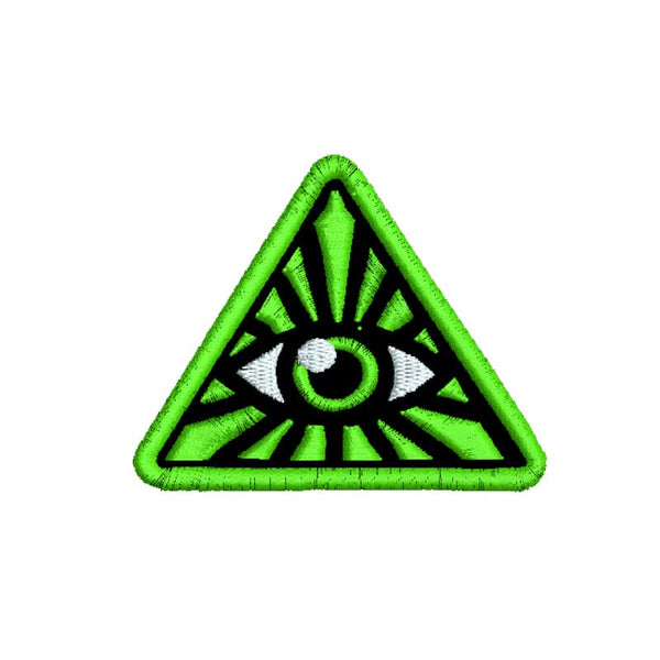 illuminati Theme Embroidery Sew On Patches Clothes Any Garments Boys Girls Jackets Jeans Bags Etc L x H 3 x 2.5 Inch (Green)