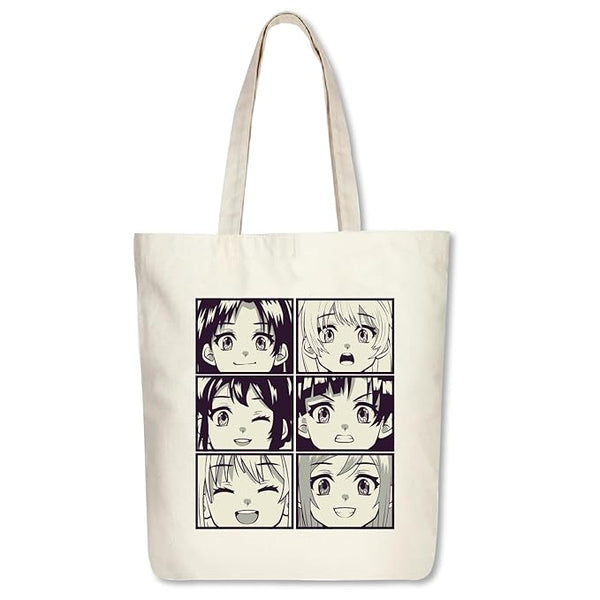 Eco Friendly Cotton Anime Tote Bags For Women Men Students Office Use College Aesthetic With Zip Compartments Cotton Bags