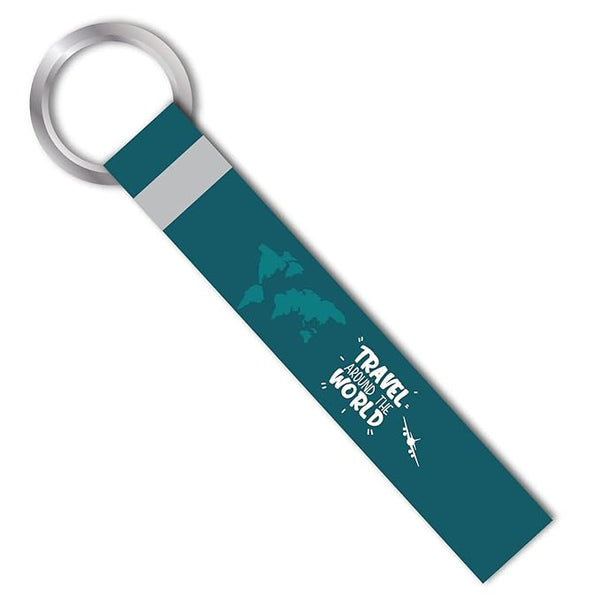 Fabric 1 Pcs Travel Around The World Quotes Adventure Lanyard Keychain Holder All Car Bikes Girls Boys Home Key Holder Tag Multicolored (6.00 X 1.00 Inch)