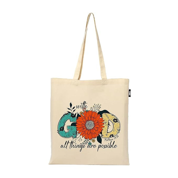 Tote Bag | 100% Organic Cotton Shopping | Grocery | Tote Bag Women Office College Grocery Vegetable Bags Market, Canvas Tote Bag 15kgs Capacity 13 x 15.7 Inch