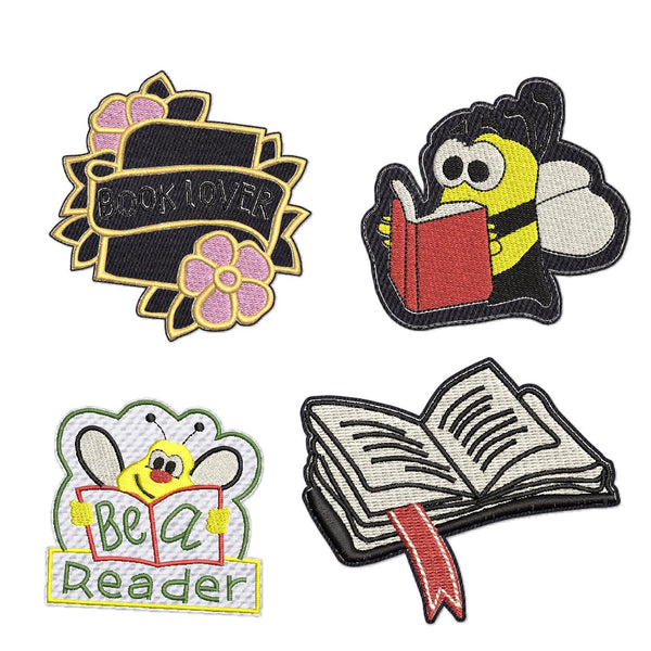 4 PCs Bibliophile Quotes Embroidered Patches for Clothes Hat Jeans Bag Jackets Decor | Book Readers Sew on/Iron on Applique Patches