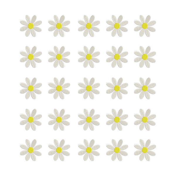 25 PCs Daisy Flower Iron On Patches for Clothing | Embroidered Sew Applique Repair Patches DIY Decor