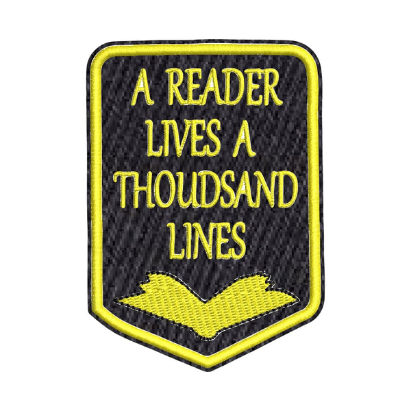 A Reader Lives a Thousand Lines Quotes Embroidered Patches for Clothes Hat Jeans Bag Jackets Decor DIY Sew on/Iron on Applique Patches (2.5 x 3.5 inch)