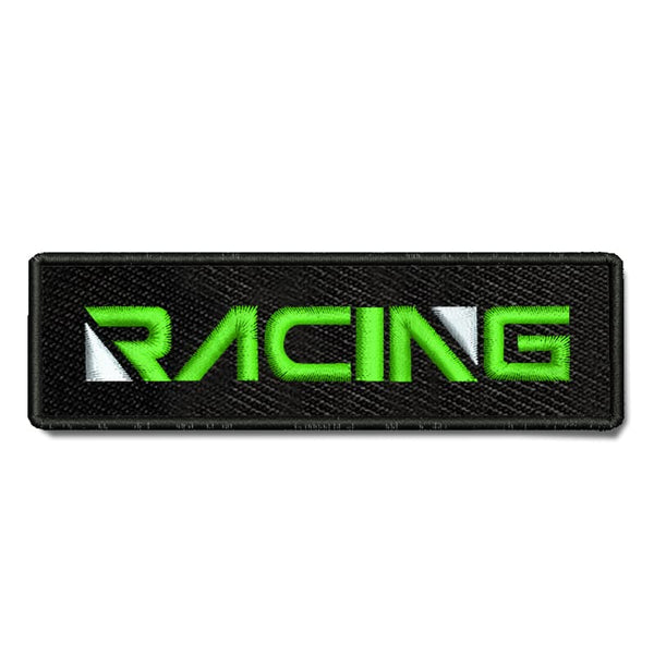 Racing Theme Embroidery Sewable Applique Patches for Riders Boys Girls Kids Jackets Jeans Bags Clothes Dress Any Garments Etc L x H 4 x 1.25 inches (Green)