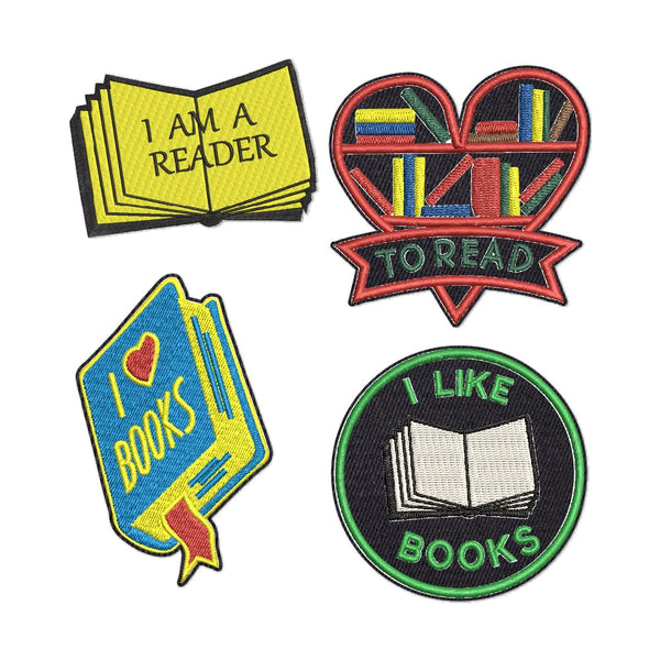 4 PCs Book Quotes Embroidered Patches for Clothes Hat Jeans Tote Bag Decor | Book Lovers Sew on/Iron on Applique Patches