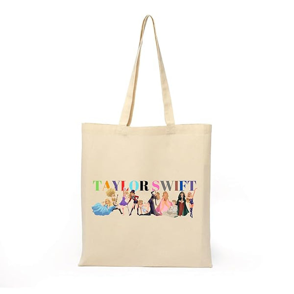 Taylorrr Swiftzz Printed Tote Bag With Zipper for Womens Travels College Girls L x H 15 x 17 Inch