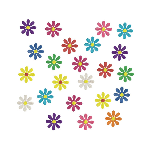 25 PCs Daisy Flower Iron On Patches for Clothing Tote Bag | Multicolor Flowers Embroidered Sew Applique Repair Patches DIY Decor (2.5 x 2.5 inch)