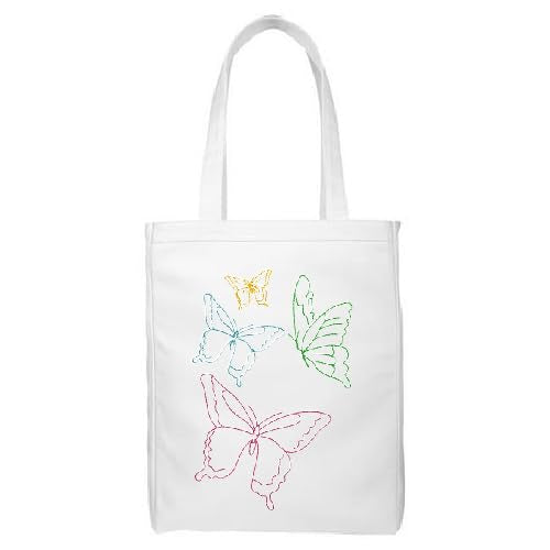 Personalized Embroidery Flowers Tote Bag, Customized Reusable Handbag for Women and Girls, Design with Free Personalization Thread DIY Crafts,Hand Embroidery