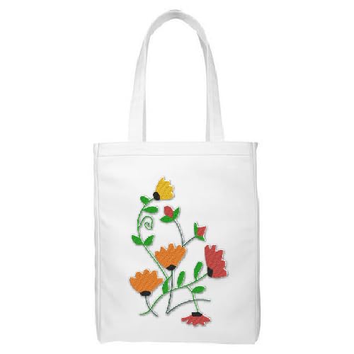 Personalized Embroidery Flowers Tote Bag, Customized Reusable Handbag for Women and Girls, Design with Free Personalization Thread DIY Crafts