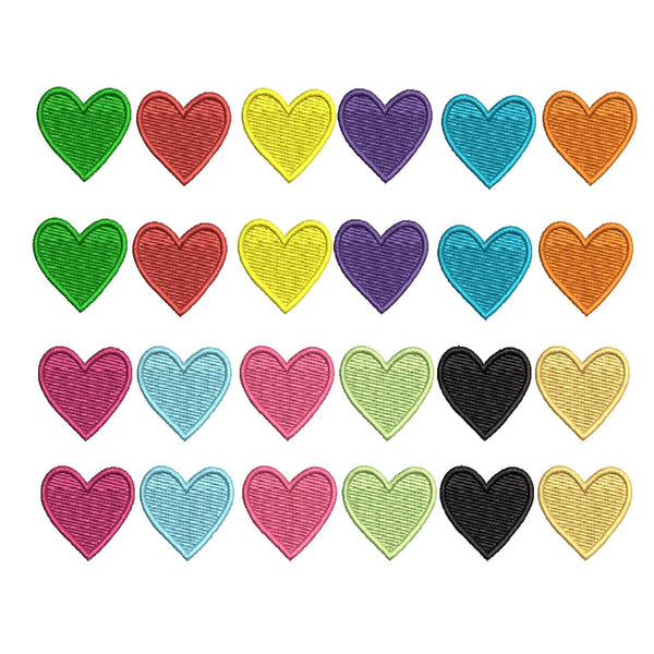 24 PCs Multicolor Heart Symbol Iron On Patches for Kids Clothing Bag | Embroidered Sew Applique Repair Patches DIY Decor (1 x 1 inch)