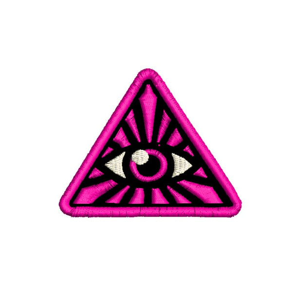 Illuminati Theme Embroidery Sew On Patches Clothes Any Garments Boys Girls Jackets Jeans Bags Etc L x H 3 x 2.5 Inch (Pink)