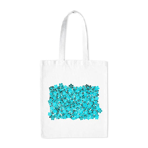 Blue Flower Printed Canvas Tote Bags For Women, Stylish College Bag for Girls, Organic Cotton And Polyster Bag for Traveling & Daily Use | Gifts for Women L X H 38 X 43 Cms