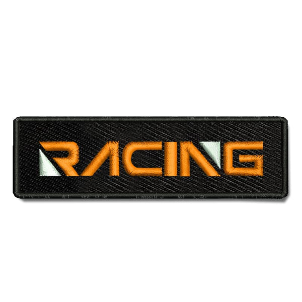 Racing Theme Embroidery Sewable Applique Patches for Riders Boys Girls Kids Jackets Jeans Bags Clothes Dress Any Garments Etc L x H 4 x 1.25 inches (Orange)