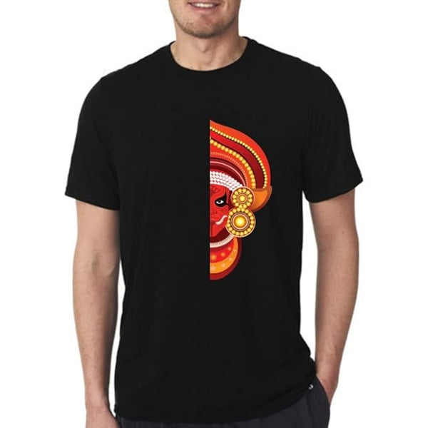 Theyyam Malayalam Fusion Graphic Print T-Shirt Kerala Culture Black