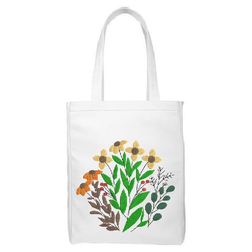 Leaves Design Personalized Embroidery Tote Bag, Customized Reusable Handbag For Women And Girls, Design with Free Personalization