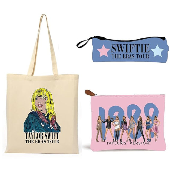 Combo Set Taylor Swiftzz Tote Bag, Pencil Pouch,Pouch for Girls Women Office College School Travel